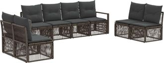 vidaXL Conjunto De Sof&aacute;s De Jard&iacute;n 8 Uds. Gris Rat&aacute;n Sint&eacute;tico Vidaxl