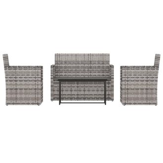 vidaXL Muebles De Jard&iacute;n Con Cojines 4 Piezas Rat&aacute;n Sint&eacute;tico Gris Vidaxl