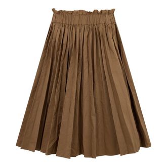 Red Valentino Midi Skirts, female, Brown, Size: S Pleated Midi Skirt
