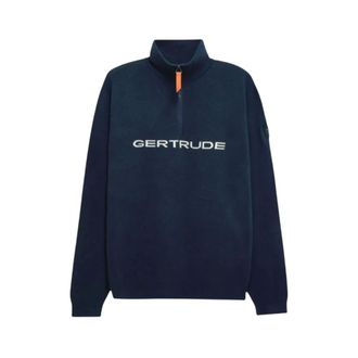 Gertrude Hoodies & sweatvesten, Heren, Blauw, M, Grafische Jacquard Rits Hals Trui