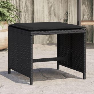 vidaXL Sgabelli Da Giardino Con Cuscini 4pz Neri 40x40x35cm Polyrattan - Vidaxl