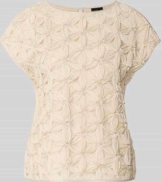 s.Oliver Black Label Regular Fit Kurzarmbluse mit 3D-Effekt in Sand, Gr&ouml;&szlig;e 34