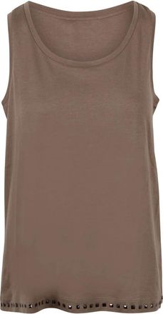 Max Mara Top van jersey van katoen en modal met studs - Dames - Tops zonder mouwen - Beige - M - Katoen - Tops