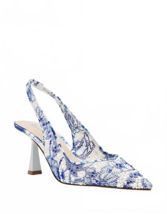 Betsey Johnson Womens Clark Floral Heels In White/blue Floral