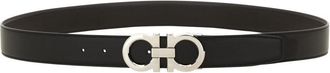 Ferragamo Smooth Leather Belt with Silver-Tone Gancini Buckle