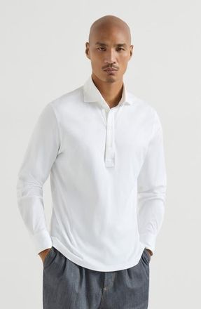 Brunello Cucinelli Polo with shirt collar in White at Nordstrom, Size Xxx-Large Eu