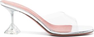 Amina Muaddi 70mm Lupita Glass sandals - women - Calf Leather/PVC/PVC/Calf Leather/Rubber - 41.5 - White