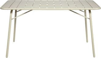 Sweeek Mesa de jard&iacute;n bistr&oacute; de acero plegable, 6 plazas, 140cm, beige