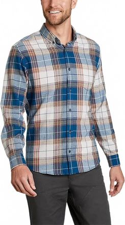 Eddie Bauer Cotton Field Flannel Button Down Shirt In Blue Plaid