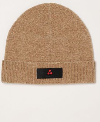 Peuterey Berretto beanie in tessuto tecnico con risvolto e applicazione logo