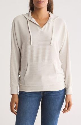 Bobeau Soft Rib Knit Hoodie in Egret at Nordstrom Rack, Size X-Small
