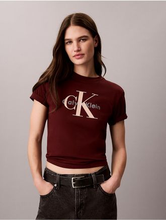 Calvin Klein Jeans Calvin Klein Womens Rhinestone Monologo Classic Tee - Red - XL