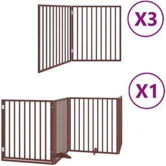 vidaXL Puerta De Perros Plegable 10 Paneles Madera &Aacute;lamo Marr&oacute;n 800 Cm Vidaxl
