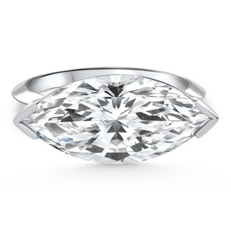 Pompeii3 6Ct White Gold Certified Lab Grown Marquise Diamond East West Engagement Ring Size: 7