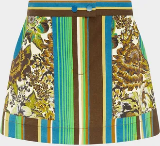 Alemais Charlie Graphic Linen Mini Skirt