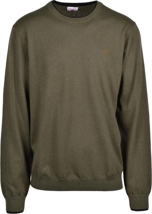 Sun 68 Green Merino Wool-Cotton Crewneck Sweater