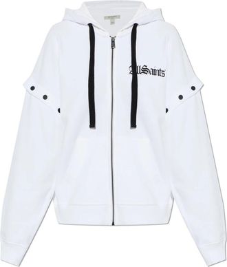 AllSaints Gig Amphia Sweatshirt - Dames - Vesten met rits - Wit - L - Katoen - Hoodies & sweatvesten