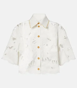 Zimmermann Mahon embroidered cotton poplin shirt