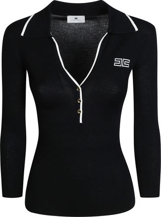Elisabetta Franchi Ribbed Knit Wool-Blend Top