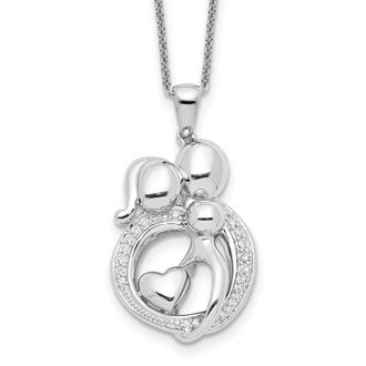Diamond2Deal Sterling Silver Cubic Zirconia Family of 3 Gathering Necklace