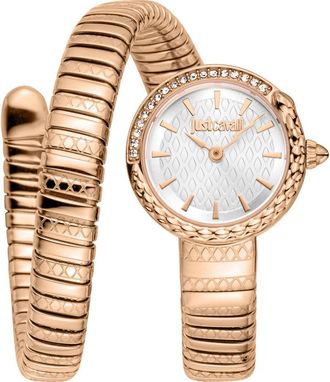 Just Cavalli Cerchio Snake Wraparound Bracelet Watch, 22mm in Rose Gold at Nordstrom Rack