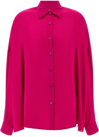 Dries Van Noten Casia Shiny Silk Shirt - Dames - Overhemden - Roze - XS - Overhemden