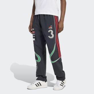 adidas Sporthose ADIDAS ORIGINALS TEAMGEIST MOTO TRACKPANT, Damen, Gr. 3XL, N-Gr, schwarz, gr&uuml;n, better scarlet, Obermaterial: 100% Polyamid, Hosen Sporthose