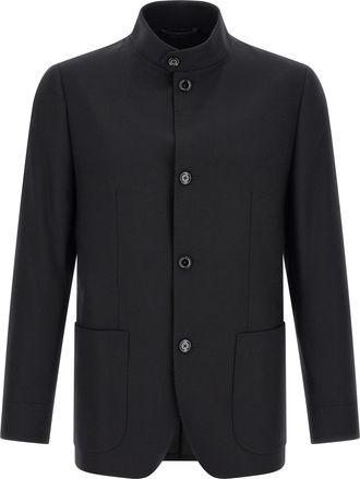 Lardini Black Cashmere Full-Length Mens Jacket