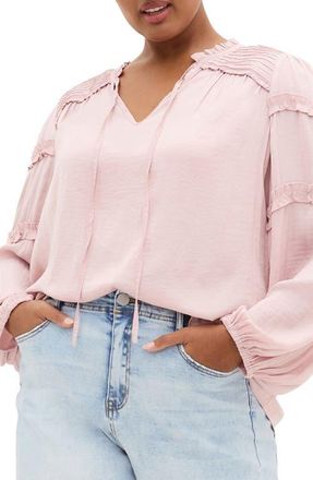 City Chic Ruffle Puff Sleeve<br />Peasant Blouse in Cupcake at Nordstrom, Size 16W