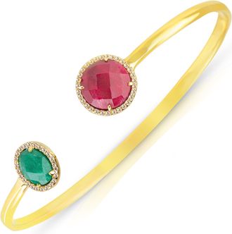 MAX + STONE 18k Yellow Gold Over Sterling Silver Gemstone Bracelet Bangle
