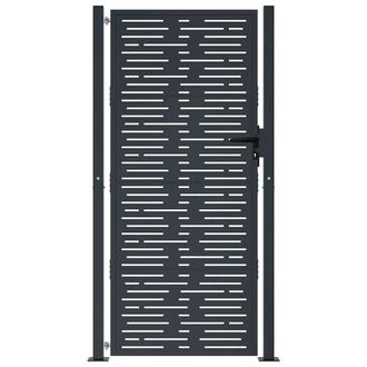 Berkfield Home Beautiful Garden Gate Anthracite 105x180 cm Steel Square Design in Dark Grey