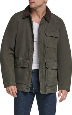 Levi's Cotton Canvas Field Jacket with Corduroy Collar in Olive at Nordstrom, Size Xx-Large