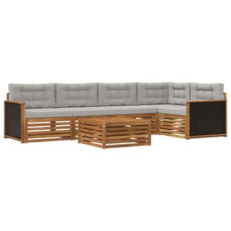 vidaXL Conjunto De Sof&aacute;s De Exterior 6 Pcs Natural Y Gris Claro Vidaxl