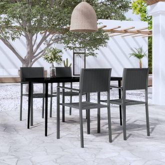 vidaXL Juego De Comedor Para Jard&iacute;n 5 Piezas Negro Vidaxl
