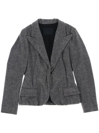 Lanvin 2008 herringbone blazer - women - Wool/Polyamide/Elastane/Triacetate/Polyester - 36 - Grey