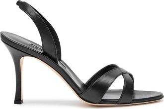 Manolo Blahnik Callasli 90 Leather Slingback Sandals - Black - 40 (IT40 / UK7)