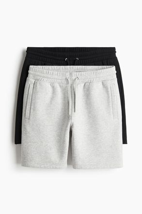 H&M 2er-Pack Sweatshorts in Regular Fit - Schwarz