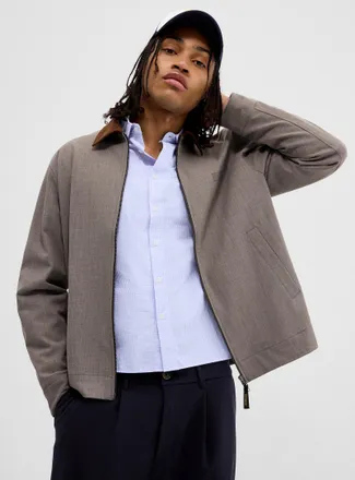 Woodbird Mens Corduroy-collar Oxford jacket