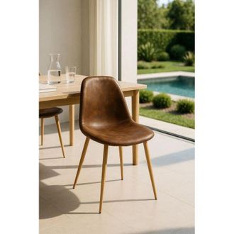 Regalos Miguel Regalos Miguel - Sillas Comedor - Silla Teok Polipiel - Marr&oacute;n Vintage