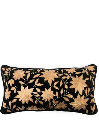 Les-Ottomans Cuscino con ricamo (30cm x 60cm) x Browns - Nero
