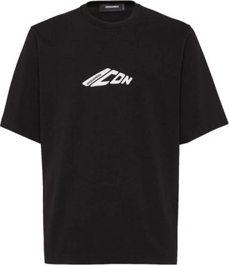 Dsquared2 Tops, Heren, Zwart, S, Katoen, Icon New Generation Loose Fit T-Shirt