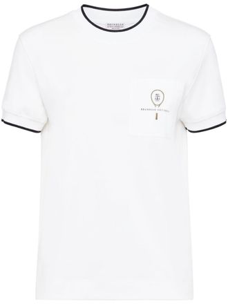 Brunello Cucinelli T-shirt con ricamo - Bianco
