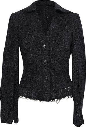 Alexander Wang Single-Breasted Tweed Blazer in Black Cotton