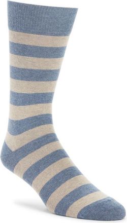 Nordstrom Stripe Cotton Blend Socks in Light Blue Tan Stripe at Nordstrom