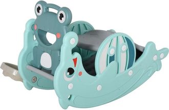 HOMCOM Homcom - 3 En 1 Caballo Balanc&iacute;n Tobog&aacute;n Aro De Baloncesto Rana Para 18-36 Meses Verde