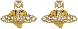 Vivienne Westwood New Diamante Heart Stud Earrings - Gold - One Size