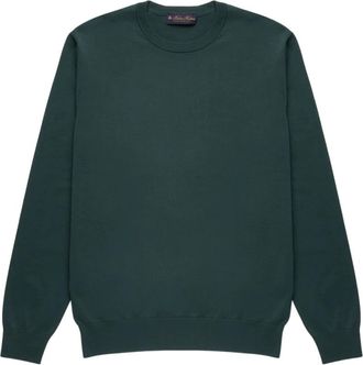 Brooks Brothers Mak&ograve; Katoenen Trui - Heren - Ronde hals truien - Groen - S - Katoen - Truien & Vesten