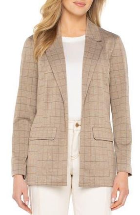 Liverpool L.A. Check Open Front Boyfriend Blazer in Khaki Grid Check at Nordstrom Rack, Size Small
