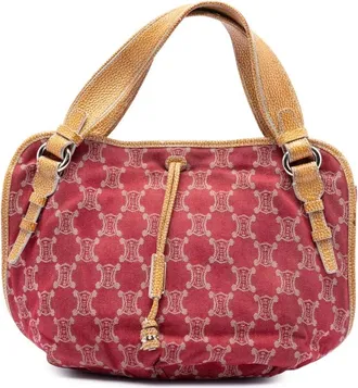 Celine Pre-owned Handbags, female, Red, Size: ONE SIZE Pre-owned Vintage Monogram Canvas Drawstring Handbag
