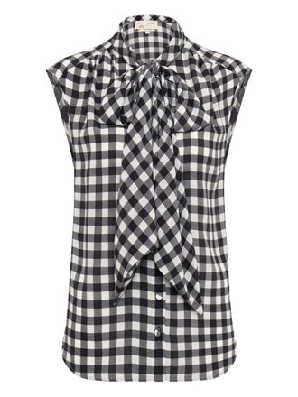 Maison Common gingham-check blouse - women - Silk - 32 - Black